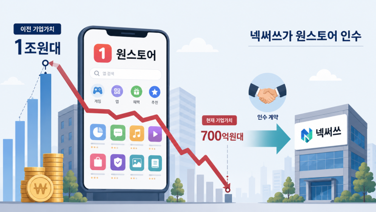 [원스토어 품은 넥써쓰] 1조 밸류 꿈꿨던 원스토어, 700억대 몸값으로 - 뉴스 썸네일 이미지