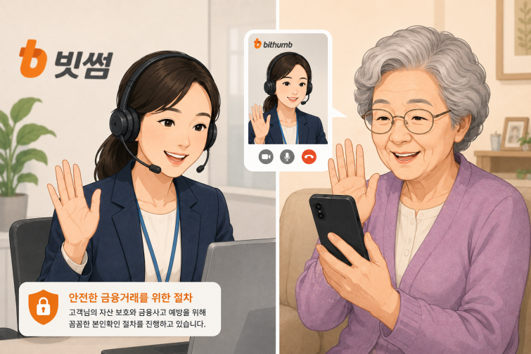 (이미지) 빗썸, 초고령층 대상 '영상통화 확인' 도입 (본 이미지는 보도자료 이해를 돕기 위해 생성형 AI로 제작된 이미지입니다).png