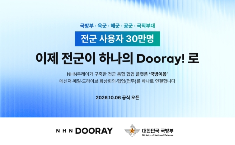 (이미지) NHN두레이, Dooray! 기반 ‘국방이음’ 구축 완료…전군 30만명 공식 협업 플랫폼 자리매김.jpg